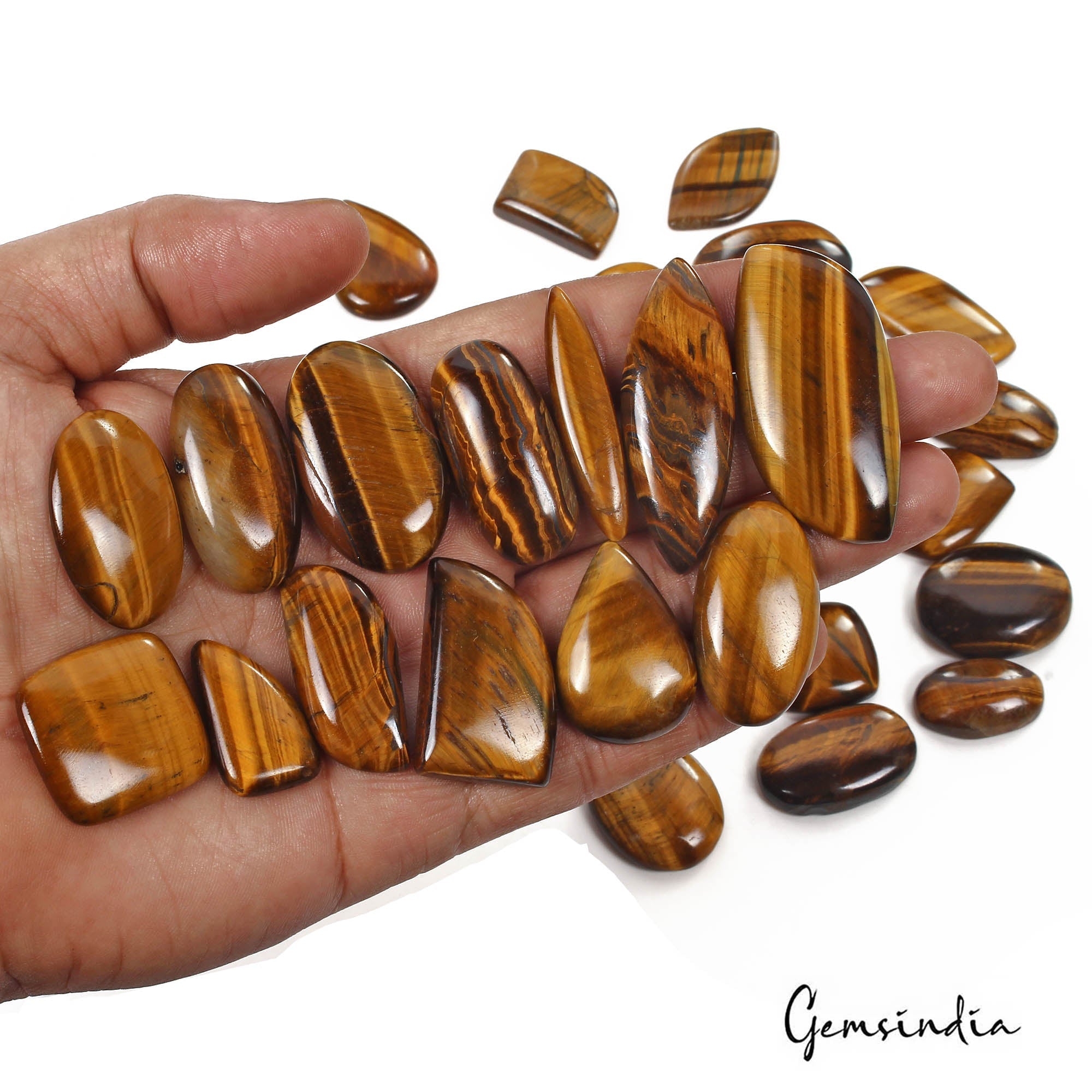 920 Cts/26 Pcs Natural Untreated Yellow Tiger Eye Mixed Cab Wholesale Loose Gems