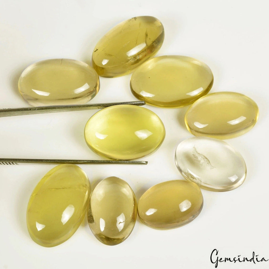 330 Ct Natural Lemon Quartz Citrine 21-29mm Oval Cabochon Loose Untreated Gems