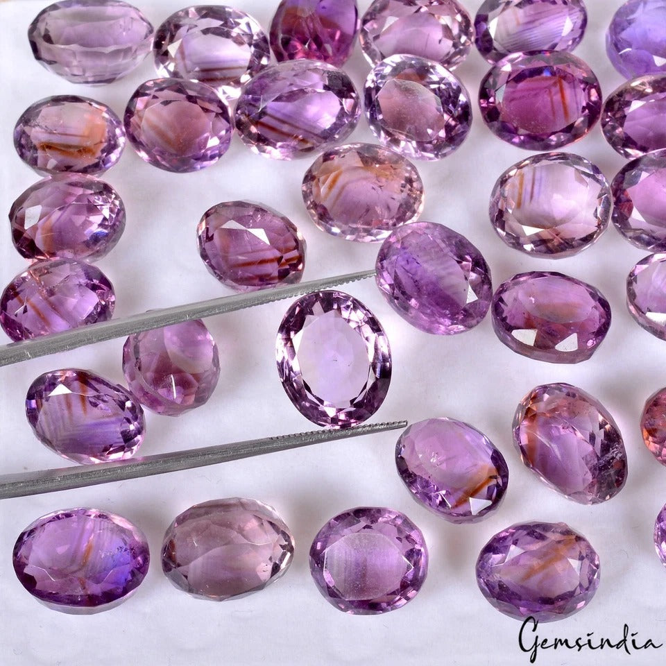 262.60 Ct Natural AAA Amethyst/Ametrine Oval Cut Loose Gemstones 12-14MM 32 Pcs