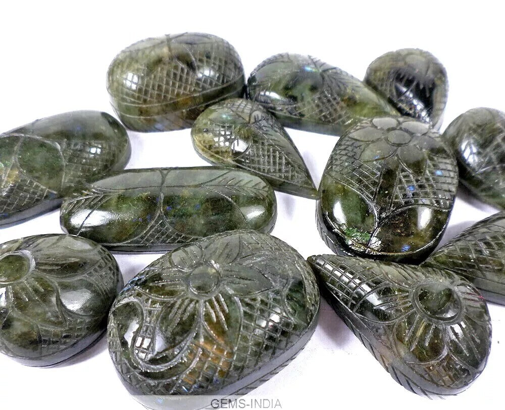5080 Ct Natural Labradorite 52-80mm Hand Carving Flashy Untreated Gemstones Lot