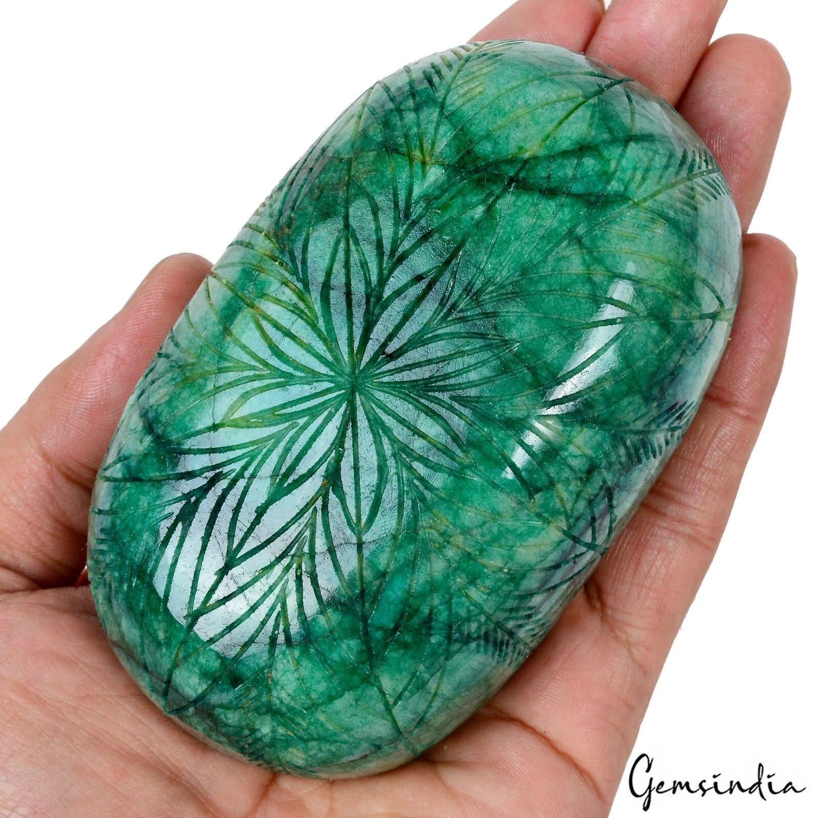 Emerald Carving, Color Enhanced — 111x67x42 mm, 3070 Ct, Brazil