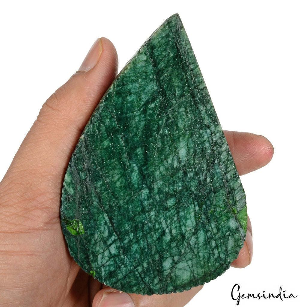 Emerald Carving, Color Enhanced, Green — 101 x 67 x 24mm, 1340 Ct, Brazil