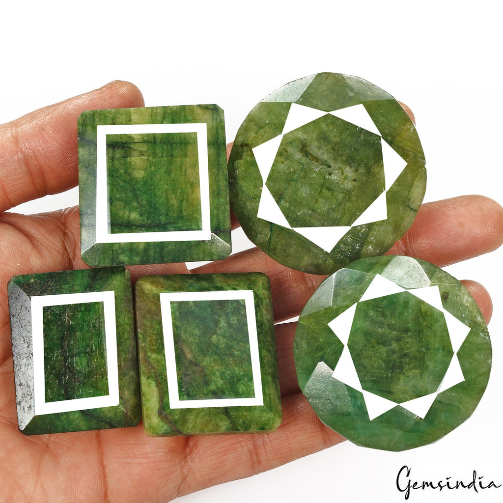 1500 Cts/5 Pcs Natural Brazilian Green Emerald Mix Cut Wholesale Loose Gems Lot