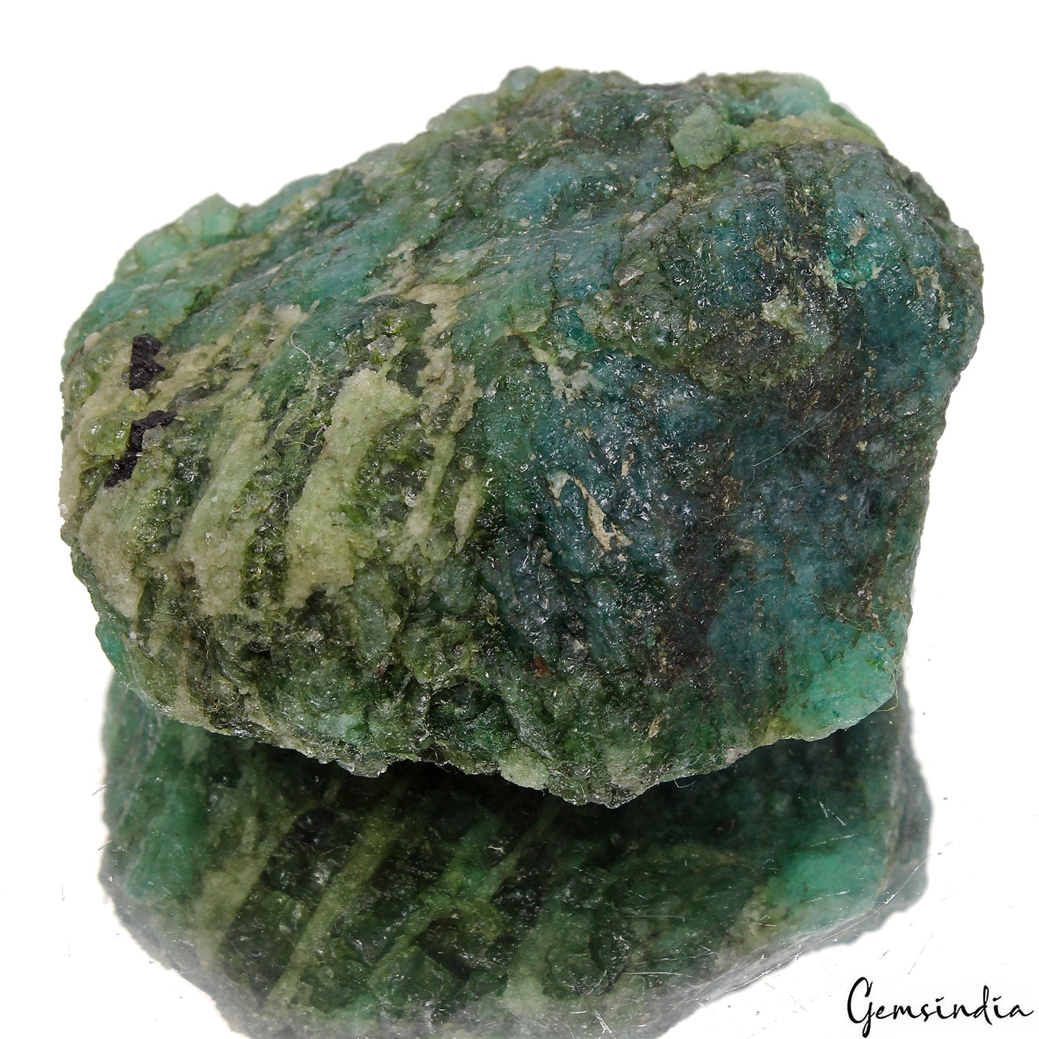 Emerald Rough Specimen, Color Enhanced, Green — 61 x 57 x 26mm, 670 Ct