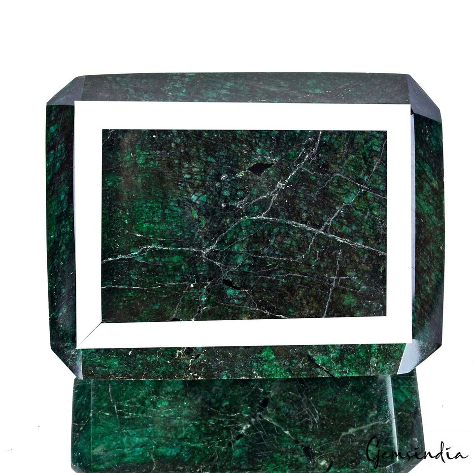 1.8 Kg ~Natural Deep Green Emerald Earth Mined Octagon Faceted Cut Huge Gemstone