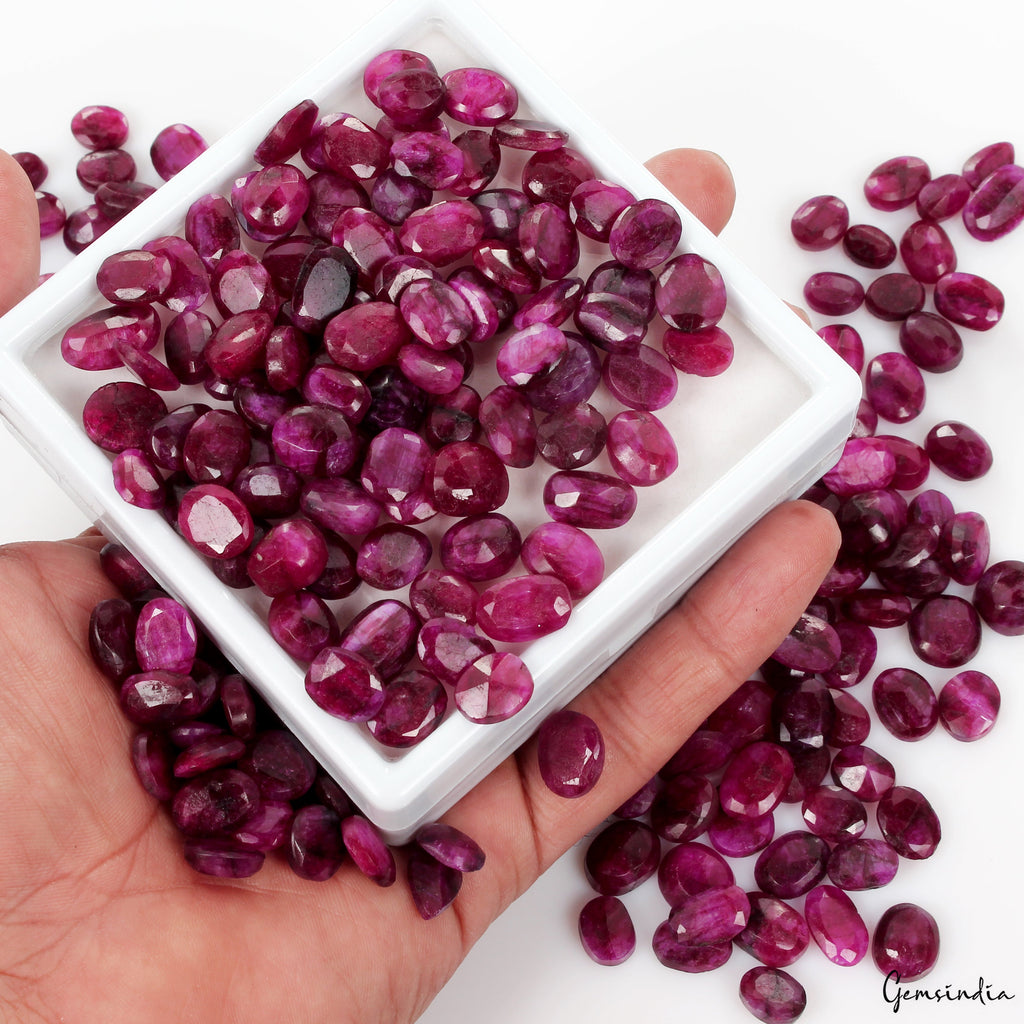 740 Ct Natural Red Pink Beryl (Bixbite) Mix Faceted Loose Gemstones Lot 193 Pcs