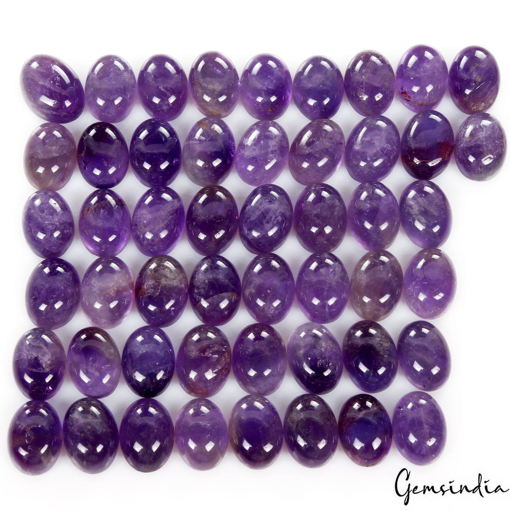 50 Pcs Natural Purple Amethyst 15mm-28mm Oval Cabochon Untreated Loose Gemstones