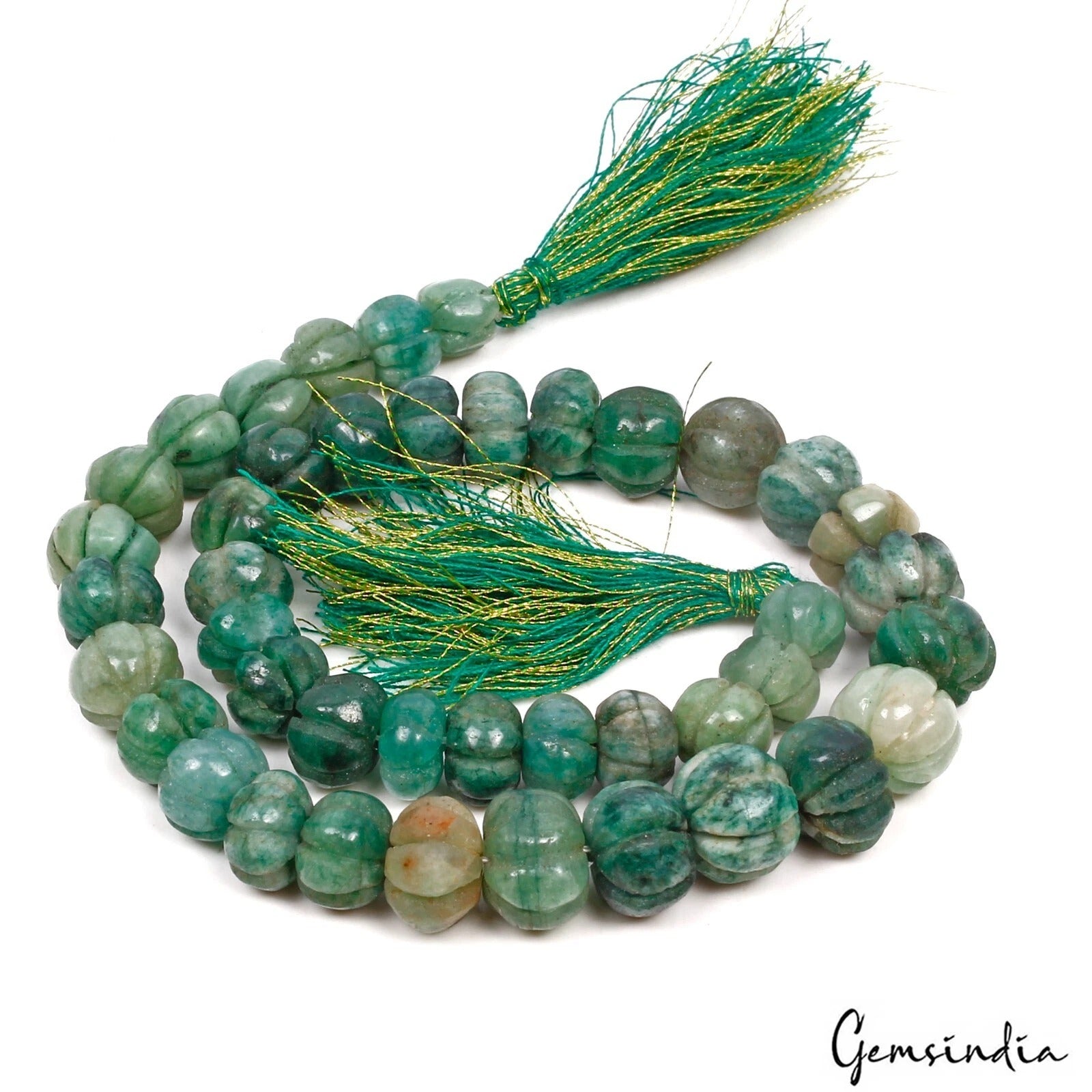Emerald Beaded Strand, Color Enhanced, Green — 7mm to 11mm, 210 Ct, Brazil
