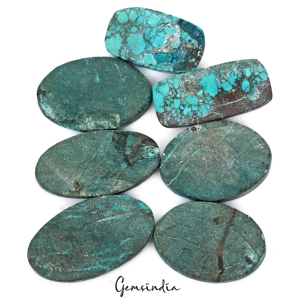 680 Cts/7 Pcs Natural Spiderweb Blue Turquoise Oval Cab Loose Gems Wholesale Lot
