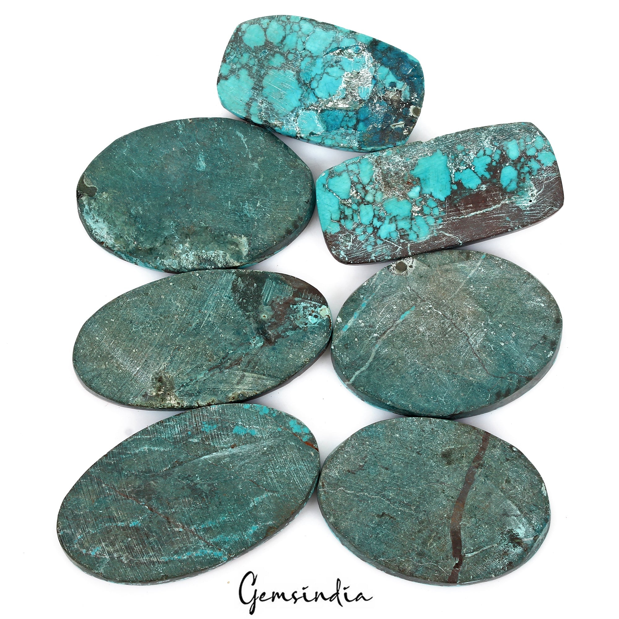 680 Cts/7 Pcs Natural Spiderweb Blue Turquoise Oval Cab Loose Gems Wholesale Lot