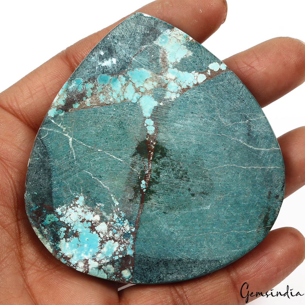 490 Ct Natural Blue Spiderweb USA Arizona Turquoise Pear Cab Loose Huge Gemstone