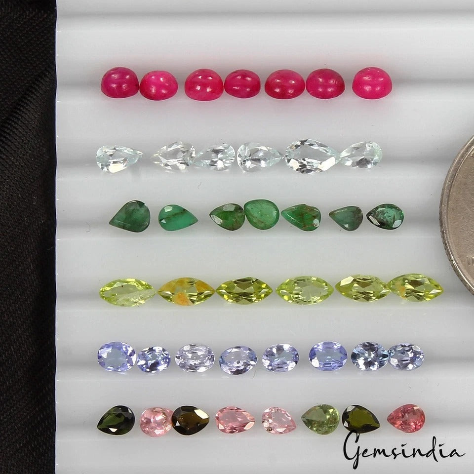 42Pcs Estate Genuine Semi Precious Loose Mix Cut Multi Gemstone Lot Collection