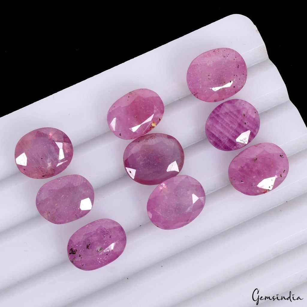 Certified 46.50 Cts/9 Pcs Natural Pink Mozambique Ruby Oval Cut Gems For Jewelry