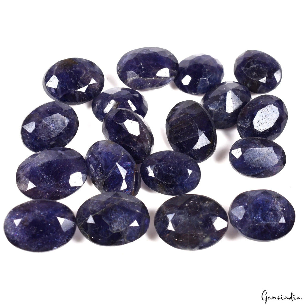 101.20 Cts/18 Pcs Natural Untreated Dark Blue Iolite Oval Loose Gems For Jewelry
