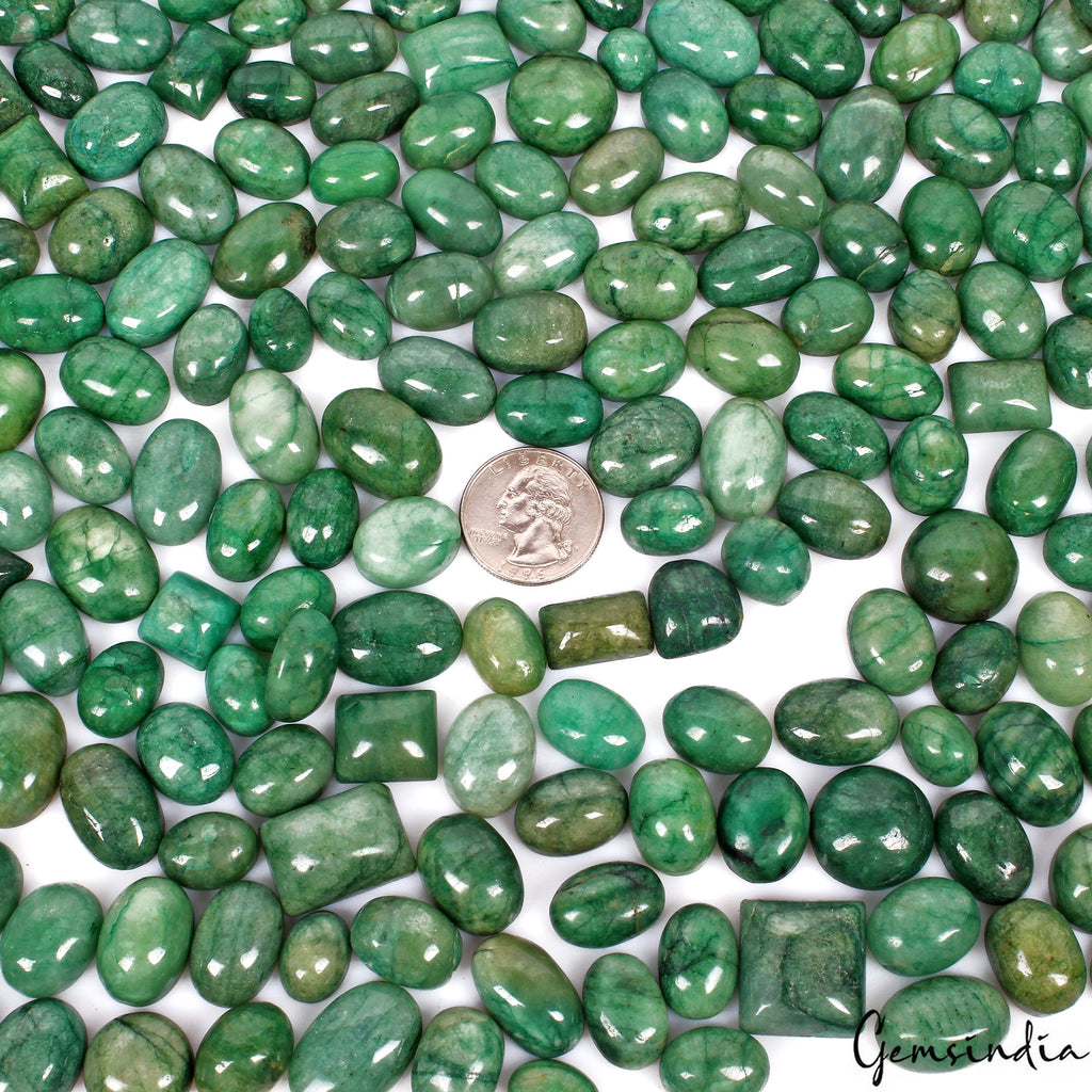 7500Ct/550 Pc Natural Cabochon Green Emerald Mix Shape Wholesale Loose Gemstones