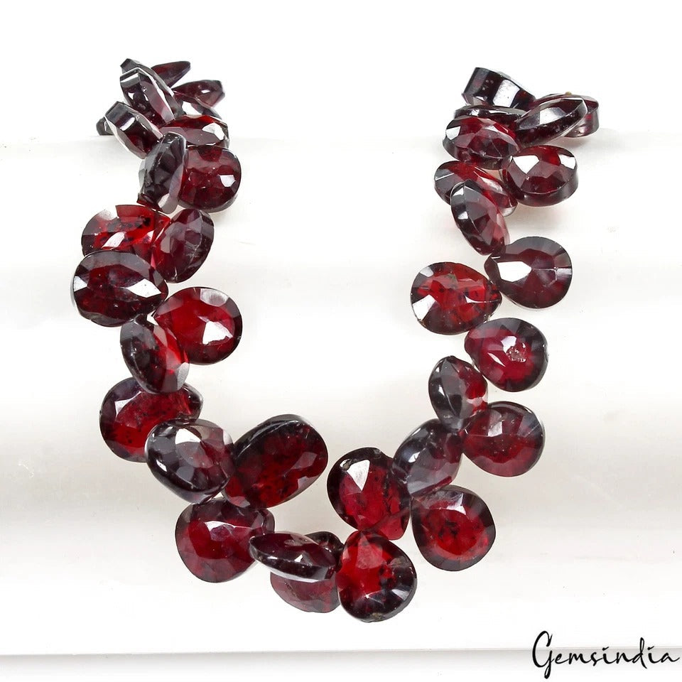 45 Pc Natural Mozambique Garnet 9-14mm Drilled Briolettes Loose Gemstones Strand