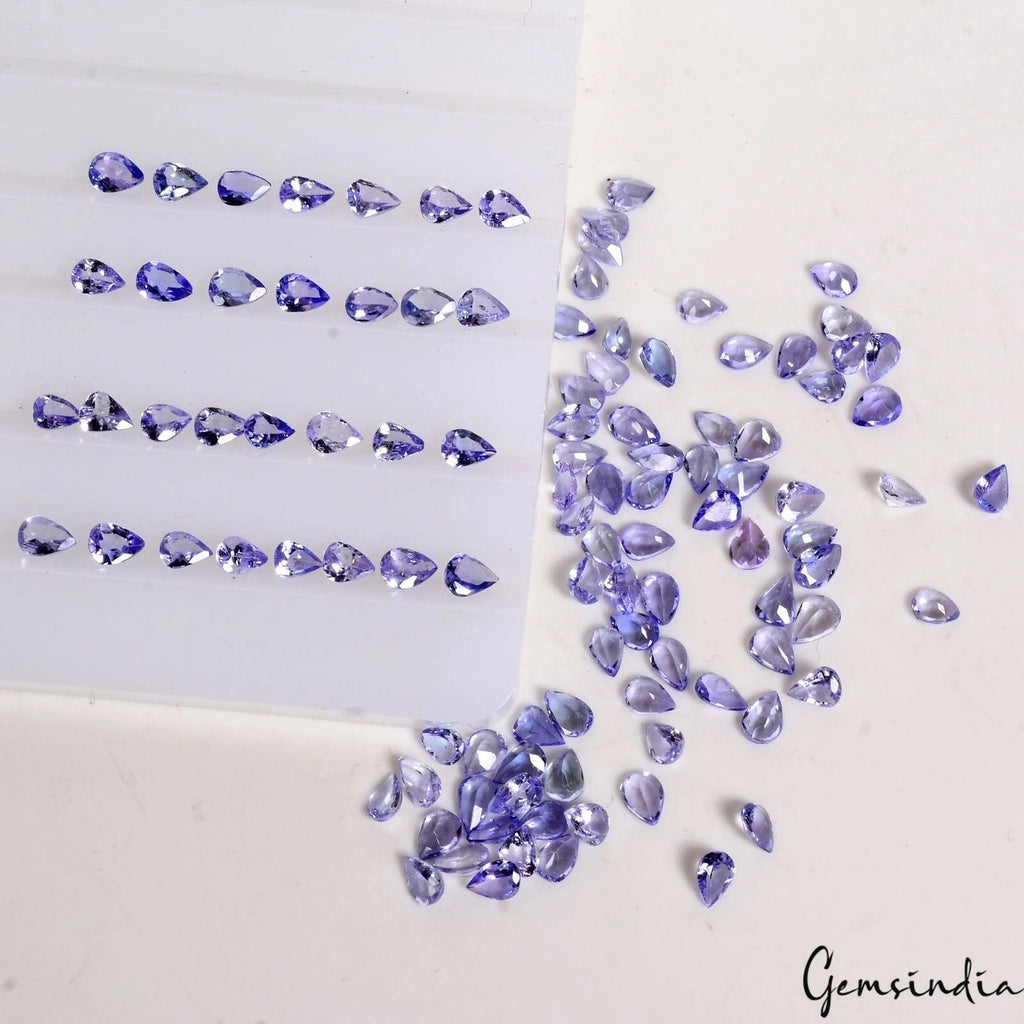 13.20 Ct/105 Pcs Natural Blue Untreated Tanzanite Pear Calibrated 4x3mm Gems Lot
