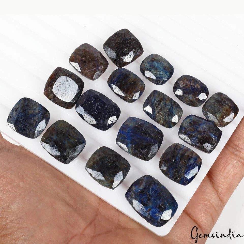 16 Pcs Natural Blue Sapphire Cushion Faceted Cut 14-22mm Loose Gemstones 350 Ct