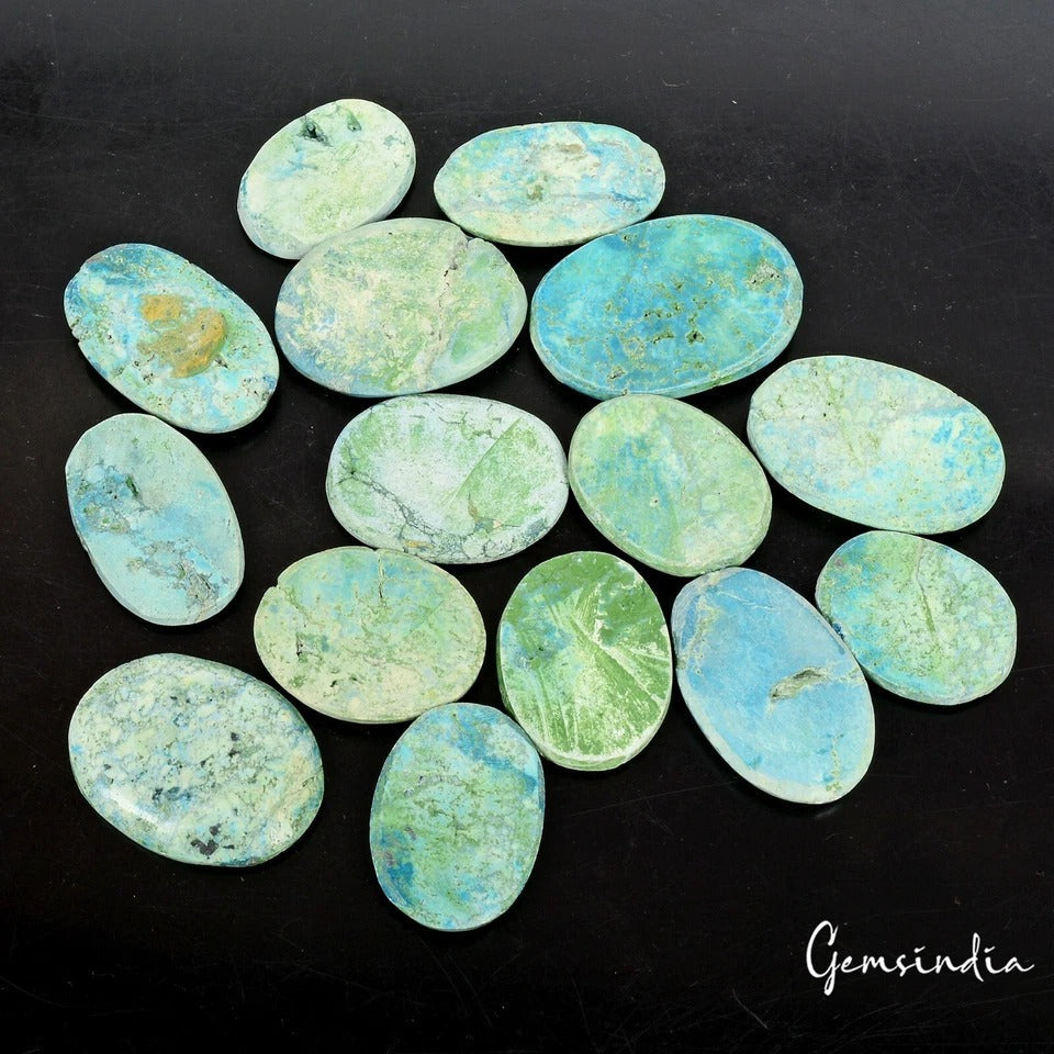 1290 Ct Green Blue Natural Turquoise Oval Shape Loose Cabochon 37-52mm Gemstones