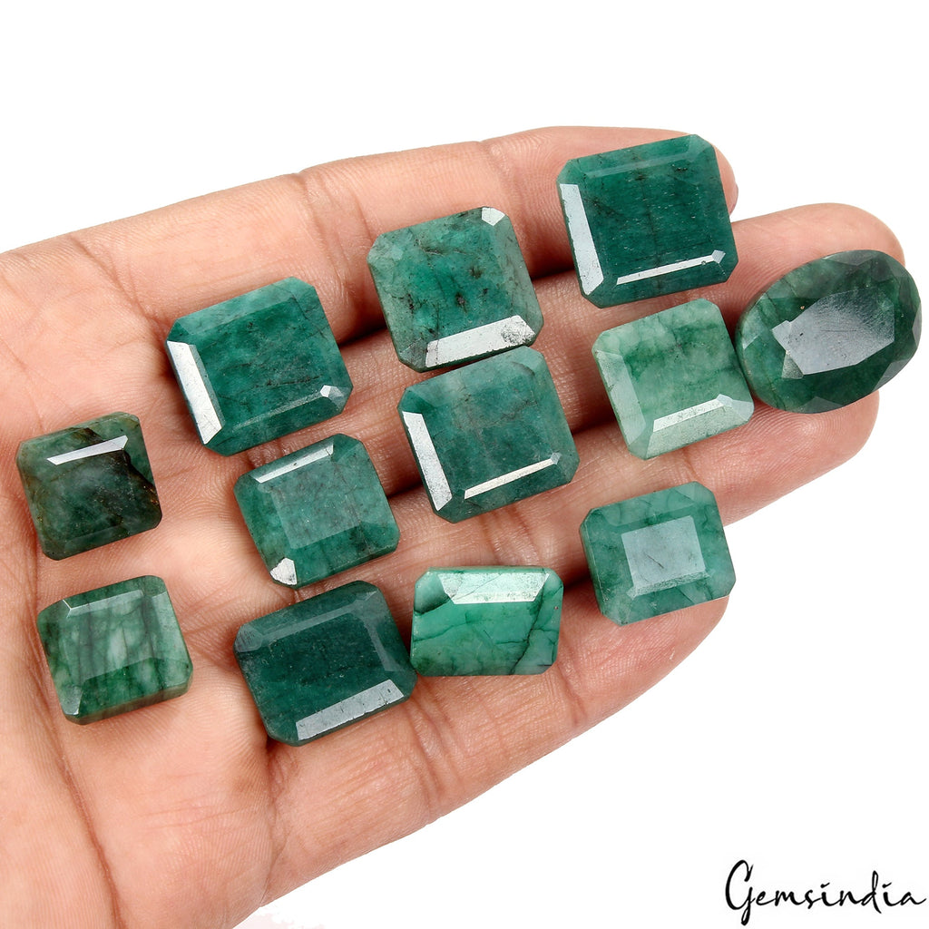 240 Cts Natural Zambian Emerald Mix Cut Finest Green Loose 14-23mm Gemstones Lot