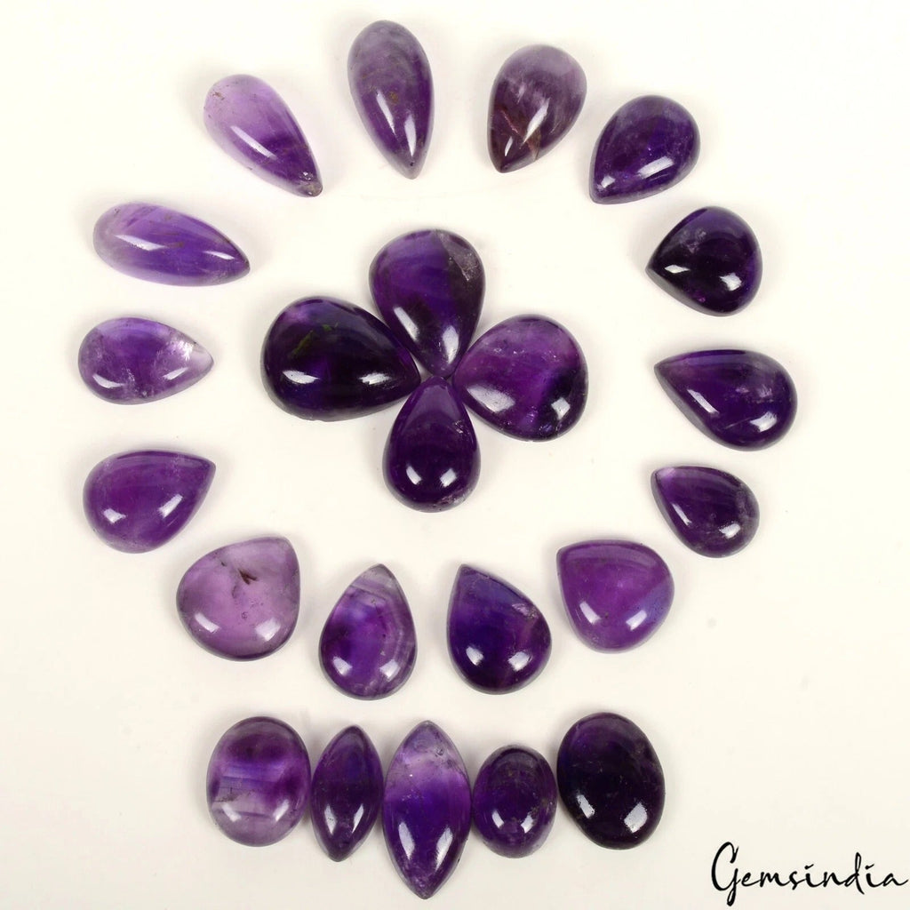 350 Cts/23 Pcs Natural Untreated Purple Amethyst Mix Cab Loose Gems For Jewelry