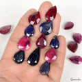 250.00 Ct Natural Red Ruby Blue Sapphire Pear Faceted Gems Lot 16Pcs For Jewelry