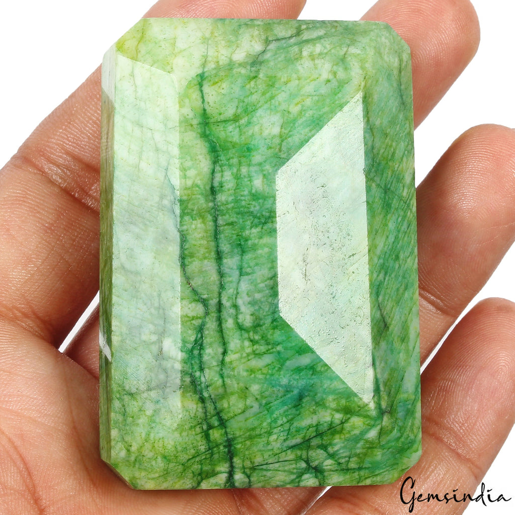 Certified 760 Ct Natural Brazilian Green Emerald Octagon Cut Huge Loose Gemstone