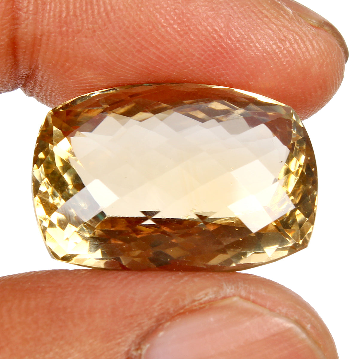 29.50 Ct VVS Natural Citrine AAA Grade Yellow Huge Cushion Checker Cut Gemstone
