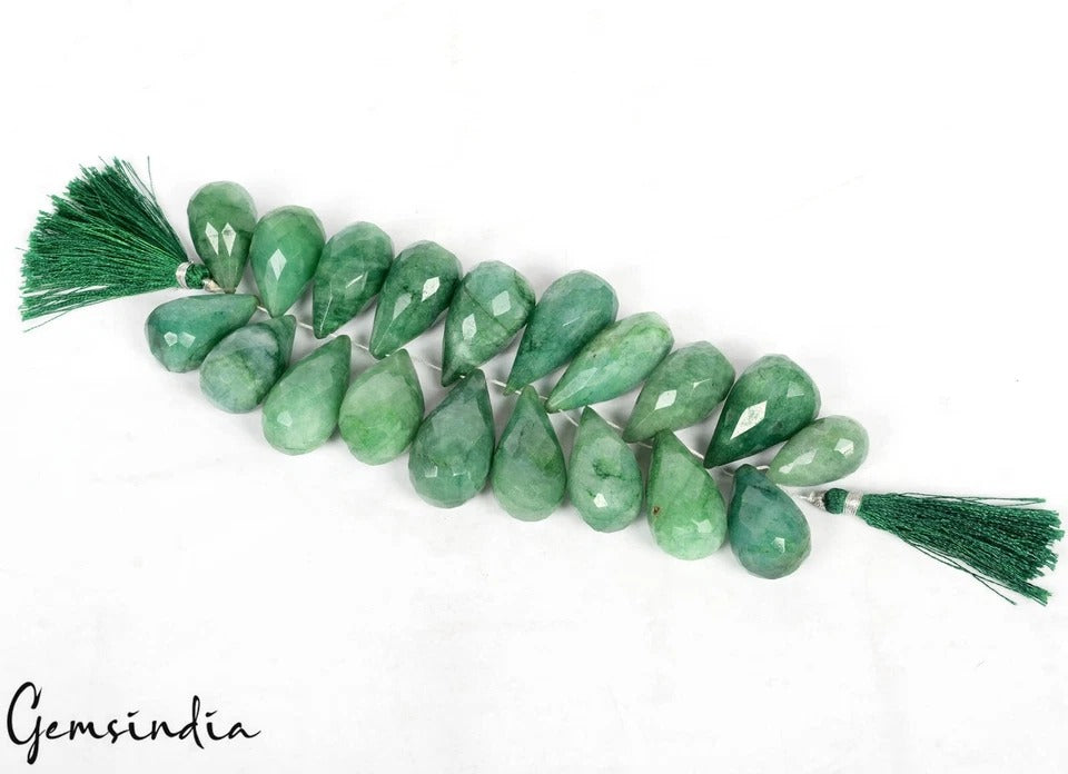 Emerald Beaded Strand, Green — 24mm to 36mm, 1020 Ct