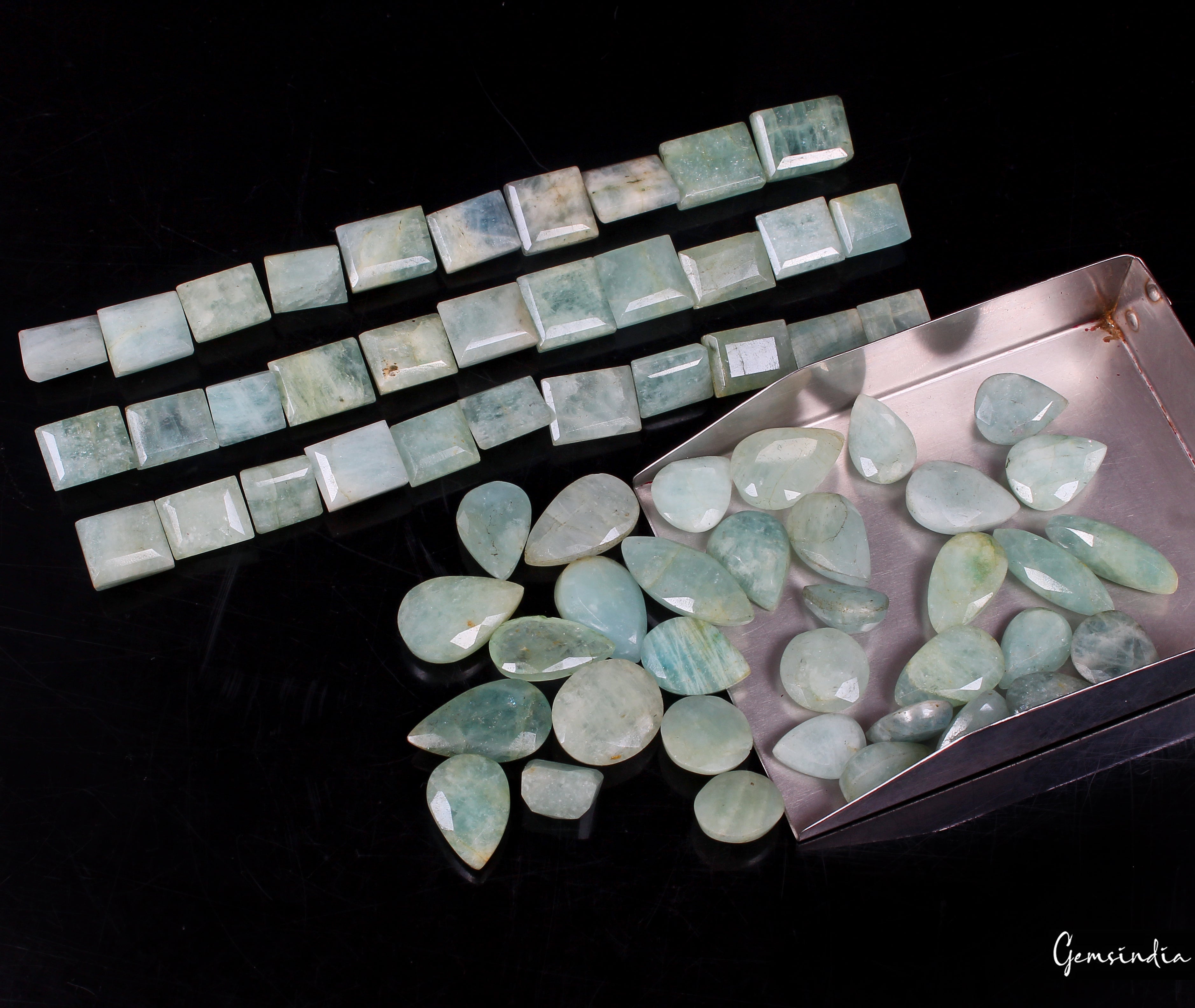 800 Cts/66 Pcs Natural Untreated Blue Aquamarine Beryl Mix Cut Loose Gems Lot