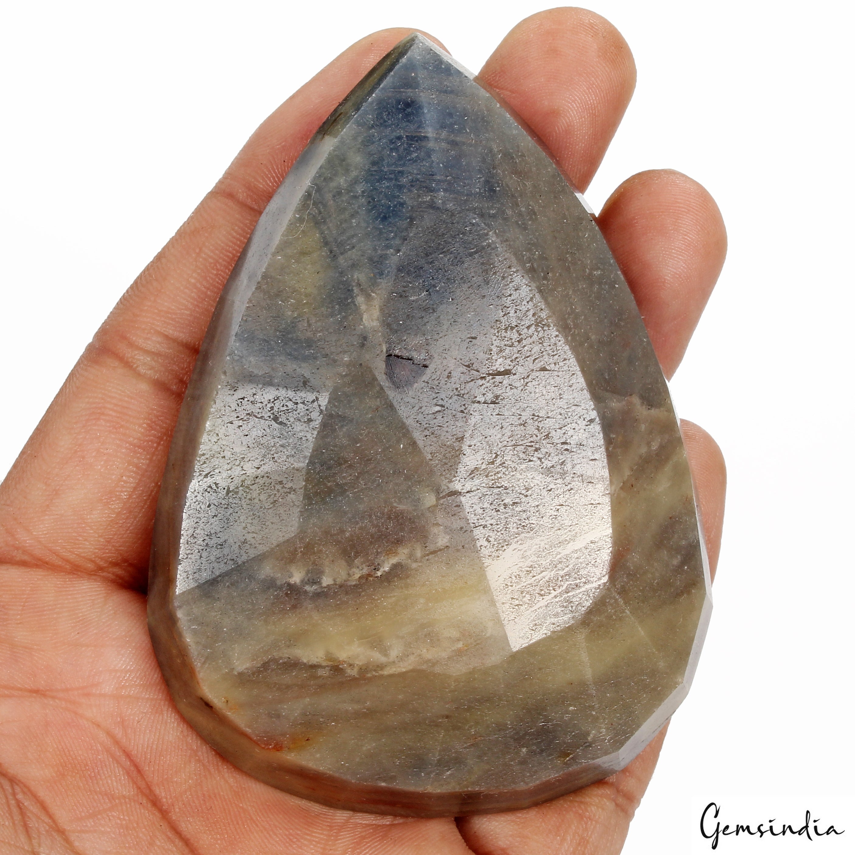 1020 Cts Natural Untreated Blue Gray Sapphire Pear Cut Huge Loose Gem w/ Stand