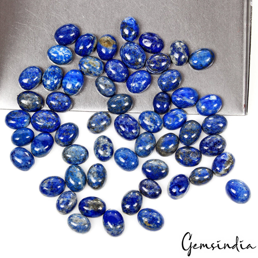 Natural Lapis Lazuli Rare Oval Cabochon 8-10mm Wholesale Loose Gems Lot~58 Pcs
