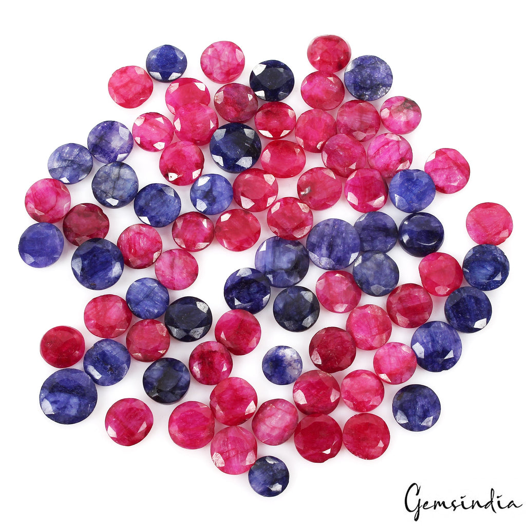 400 Ct Natural Red Blue Beryl Round Cut Wholesale Gemstone Lot 78 Pc For Jewelry