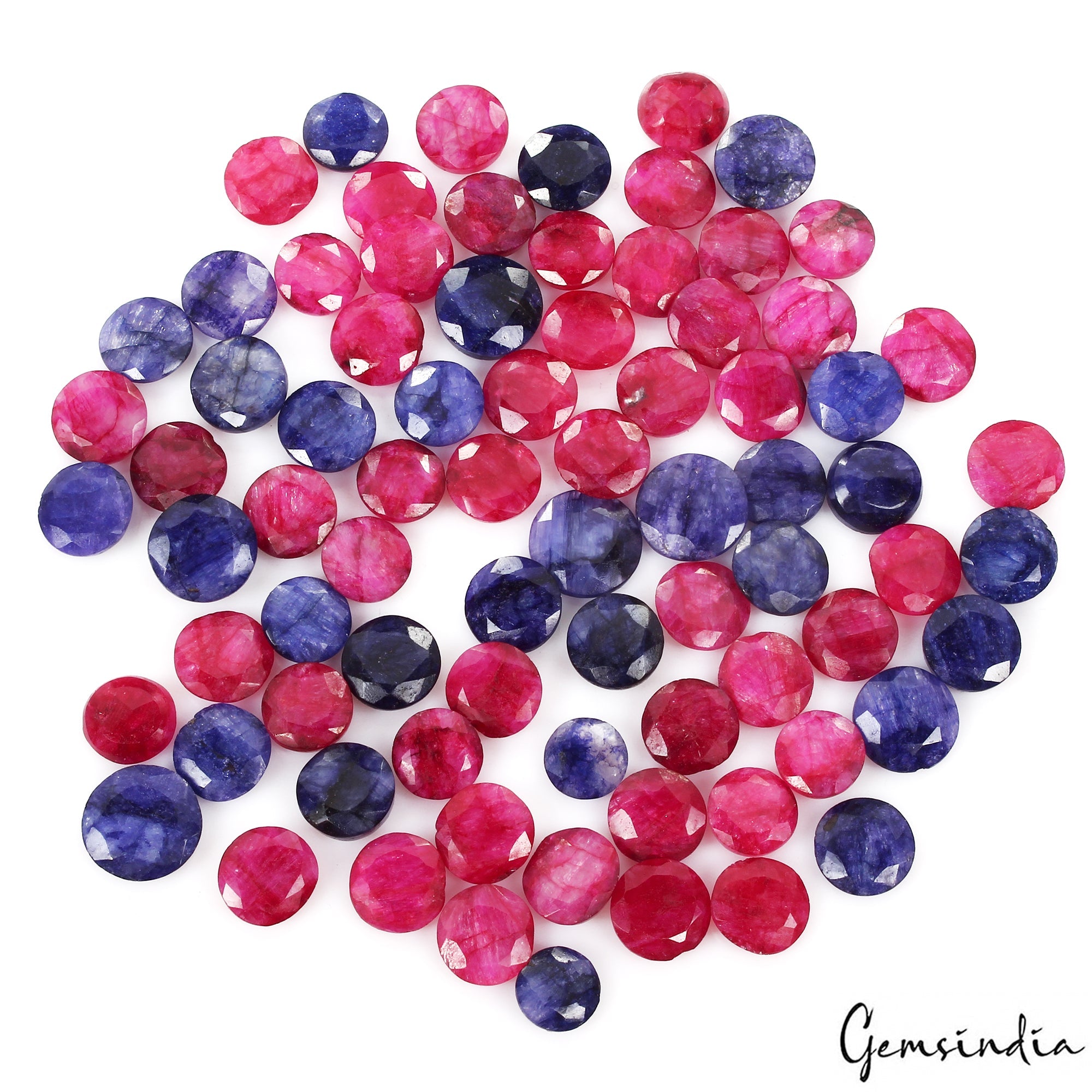 400 Ct Natural Red Blue Beryl Round Cut Wholesale Gemstone Lot 78 Pc For Jewelry