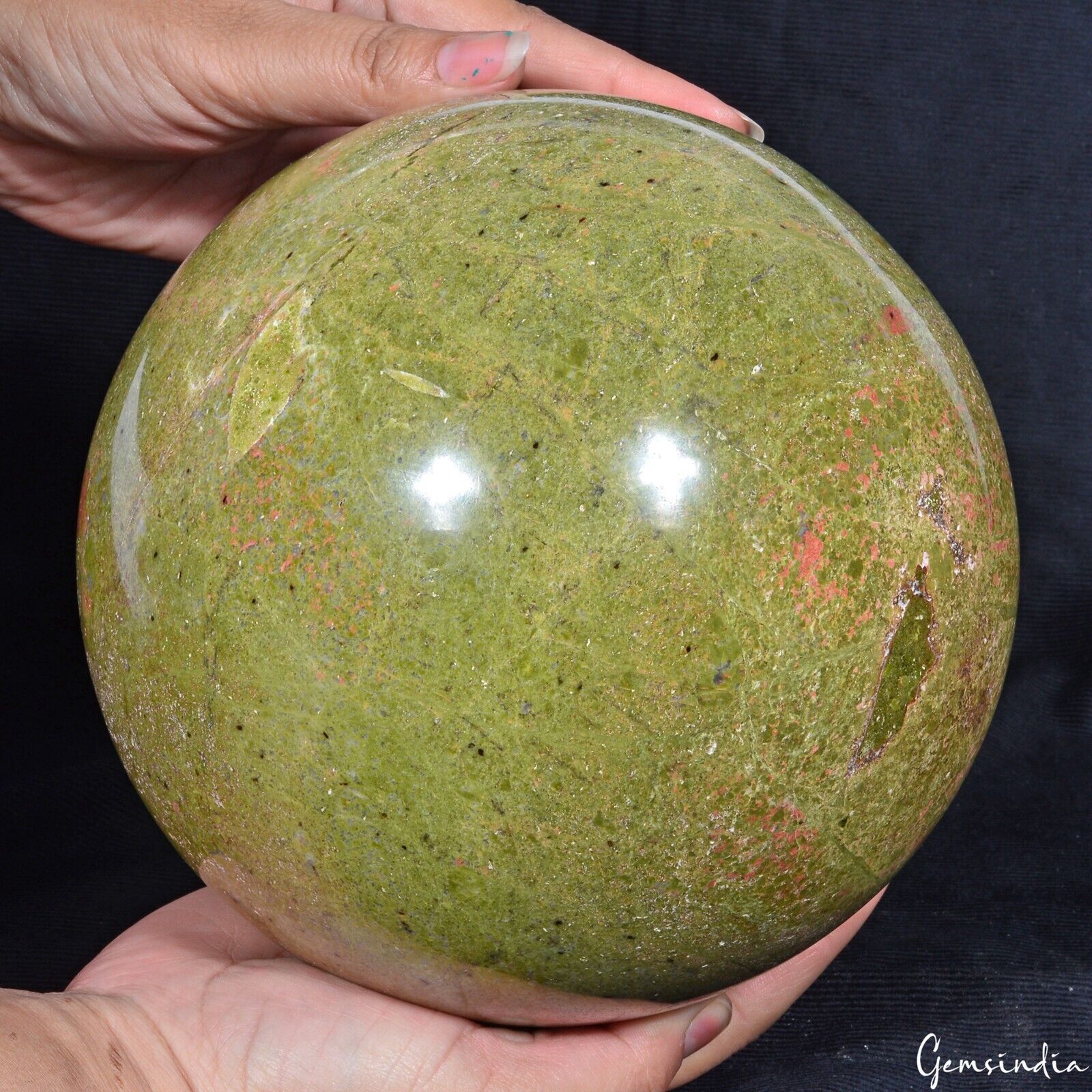 Unakite Sphere, Untreated, Red — 7" in diameter, 9.2 Kg (46000 Ct), Madagascar