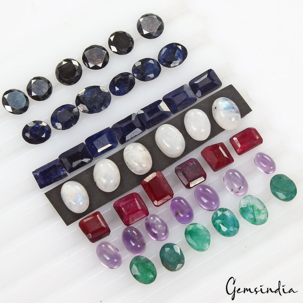 44 Pcs Estate Genuine Semi Precious Loose Mix Cut Jewelry Gemstones Collection