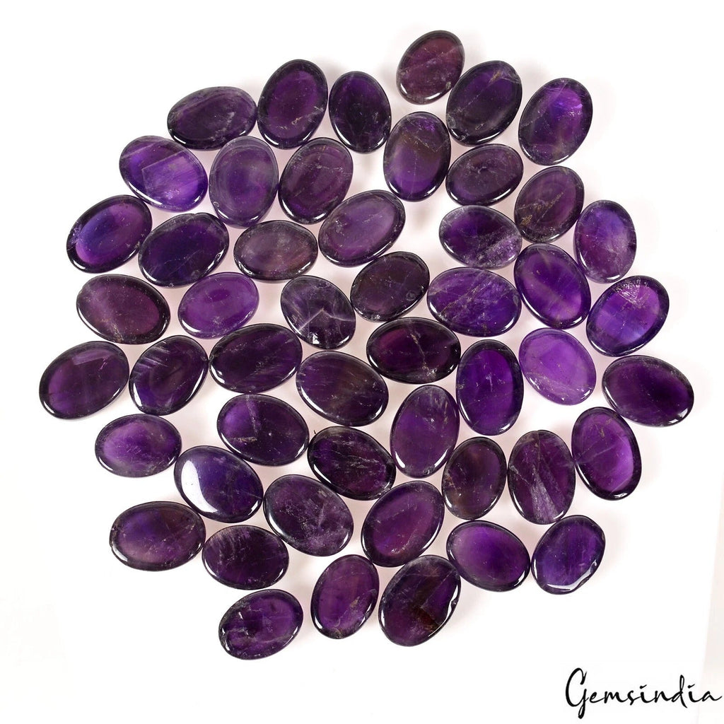 620 Cts Natural Rich Purple Amethyst Oval Cabochon 15-17mm Loose Gemstones~50 Pc