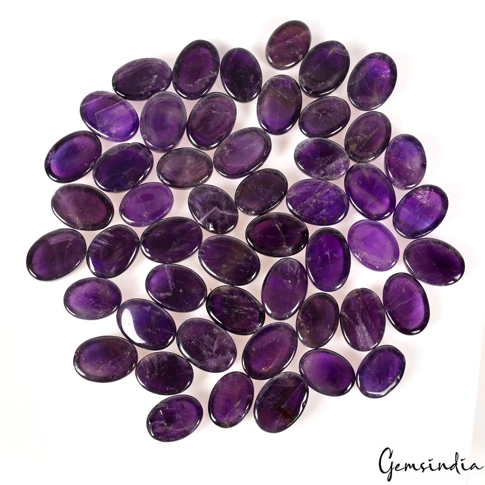 620 Cts Natural Rich Purple Amethyst Oval Cabochon 15-17mm Loose Gemstones~50 Pc