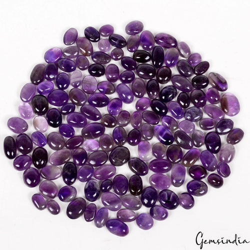 Amethyst Lot, Cabochon, Oval Cabochon, Untreated — 135 Pieces, 8mm to 15mm, 620 Ct