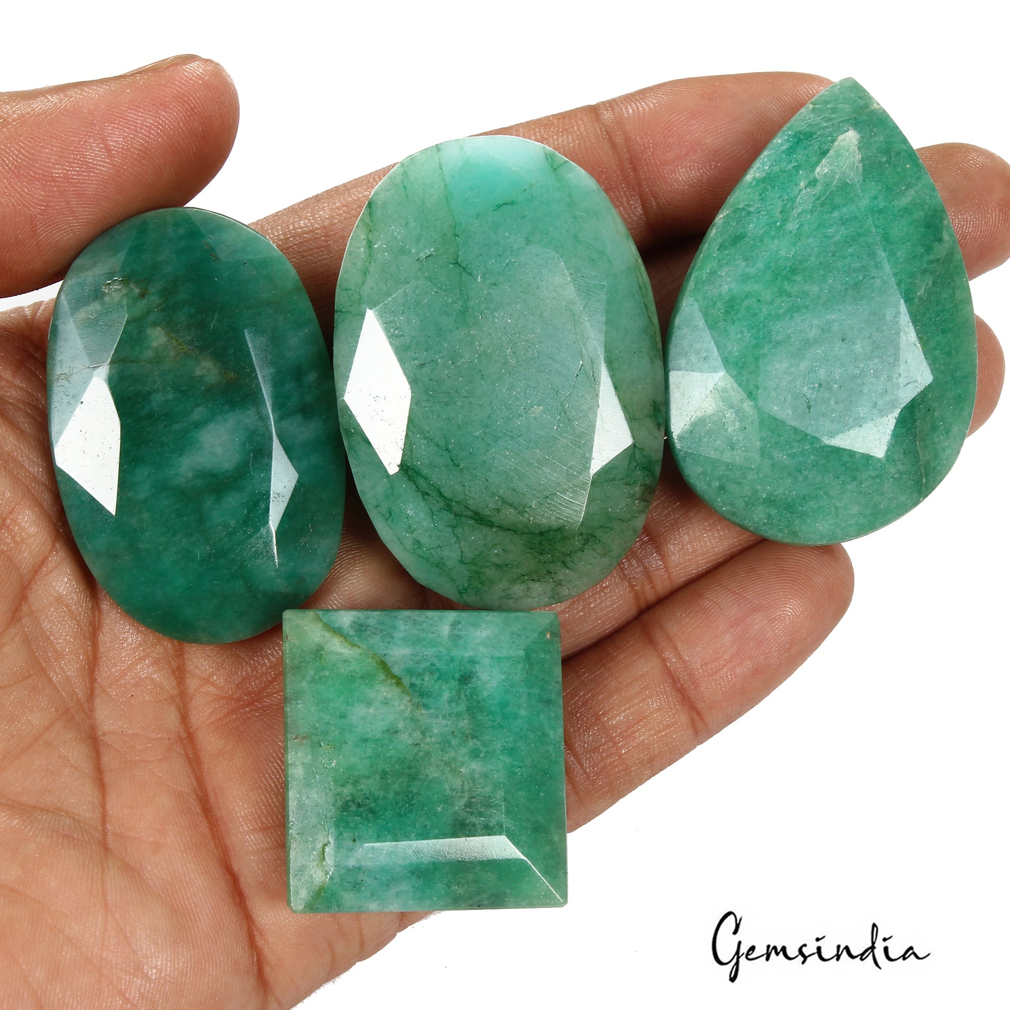 660 Cts/4 Pcs Natural Brazilian Blue Green Emerald Mix Cut Loose Wholesale Gems