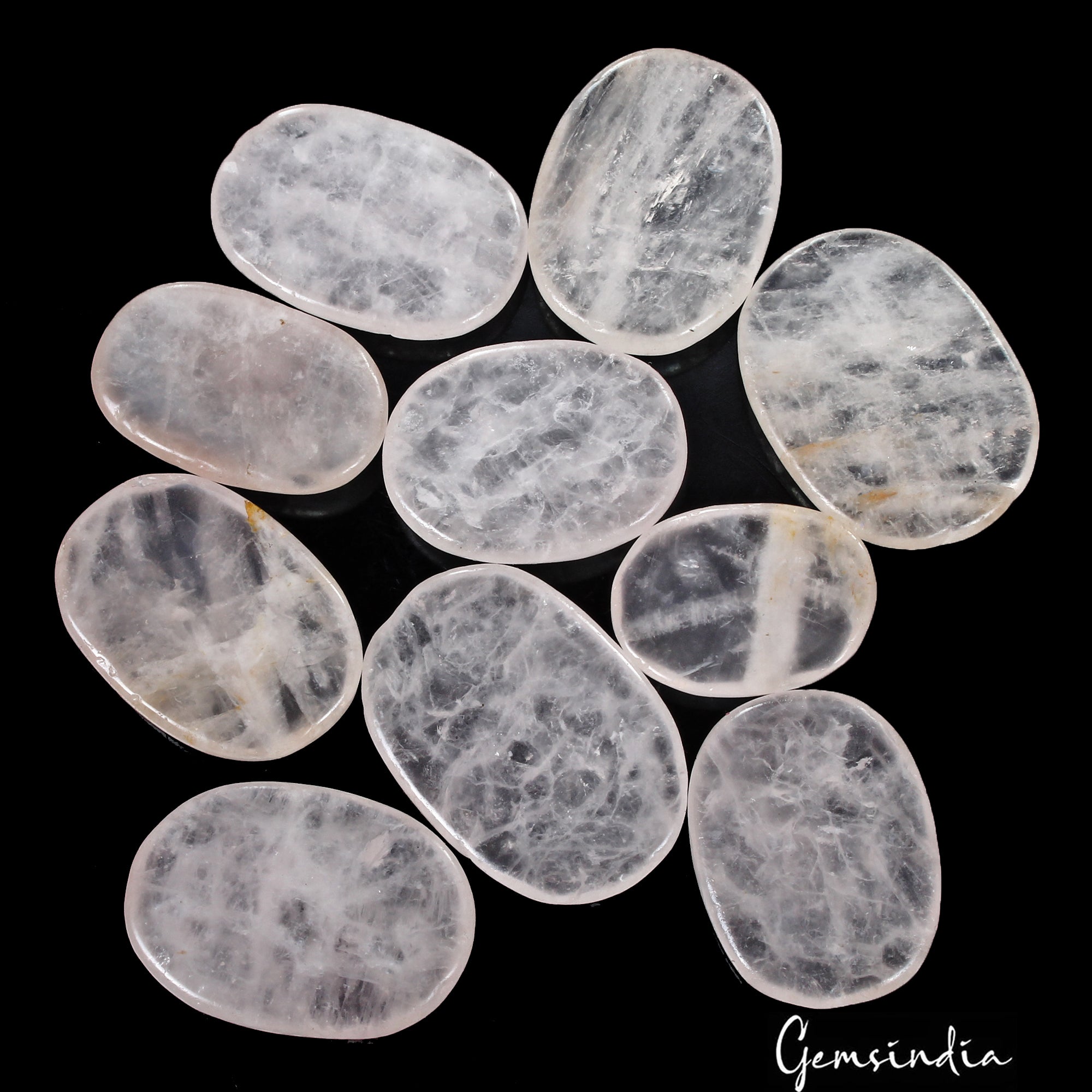 600 Cts/10 Pcs Natural Untreated Pink Rose Quartz Oval Cab Loose Wholesale Gems