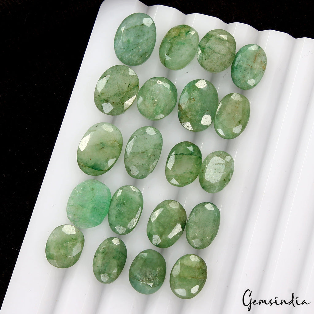 Certified 60 Cts/20 Pcs Natural Brazilian Green Emerald Oval Cut Gem For Jewelry