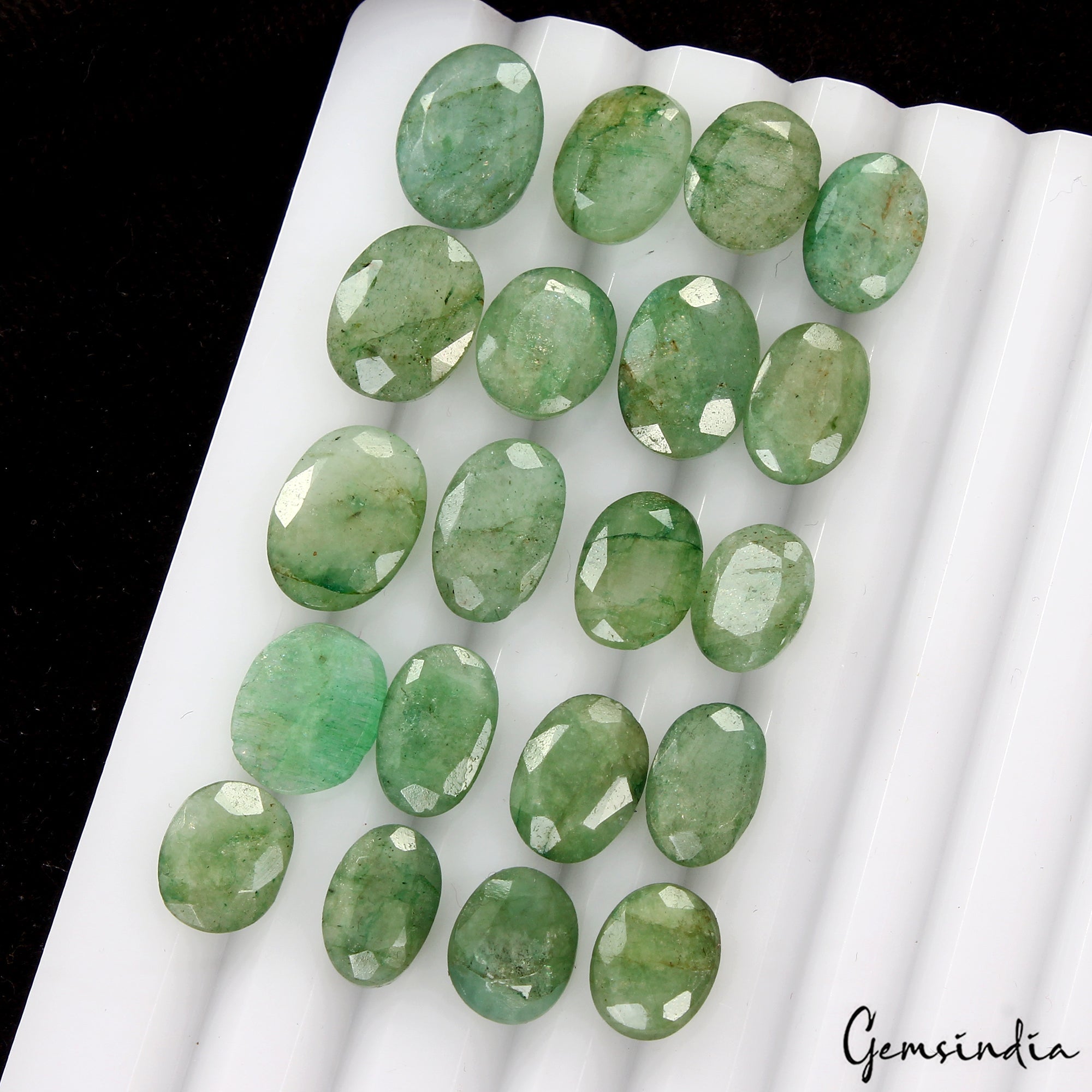 Certified 60 Cts/20 Pcs Natural Brazilian Green Emerald Oval Cut Gem For Jewelry