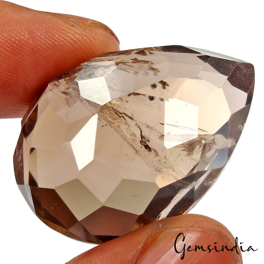 89.40 Ct Natural Untreated Smoky Crystal Quartz Pear Faceted Cut Loose Gemstone