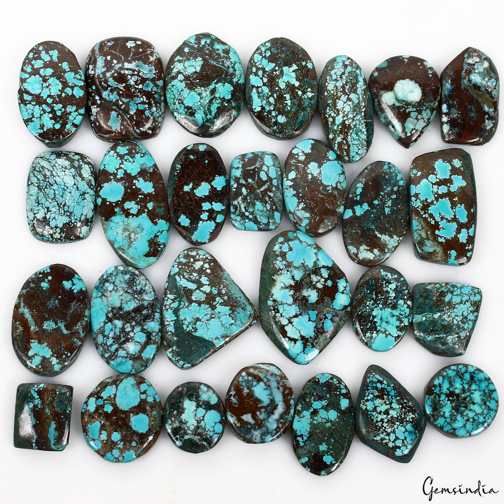 600 Ct Natural Bi-color Arizona Turquoise Mix Cab Loose Wholesale Gems Lot 27 Pc
