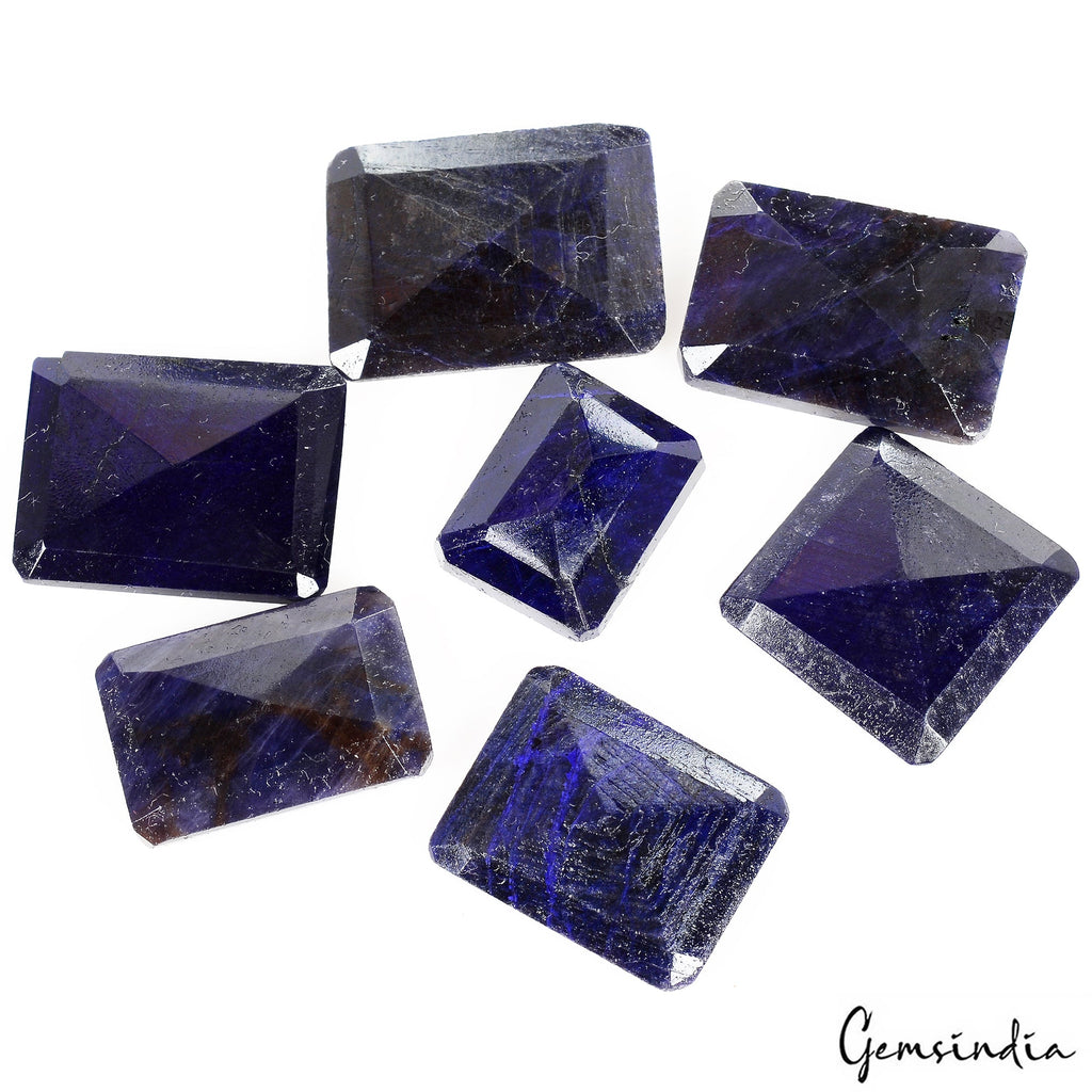 Certified 230 Cts/7 Pcs Natural Dark Blue Octagon Cut Loose Gems Lot For Jewelry