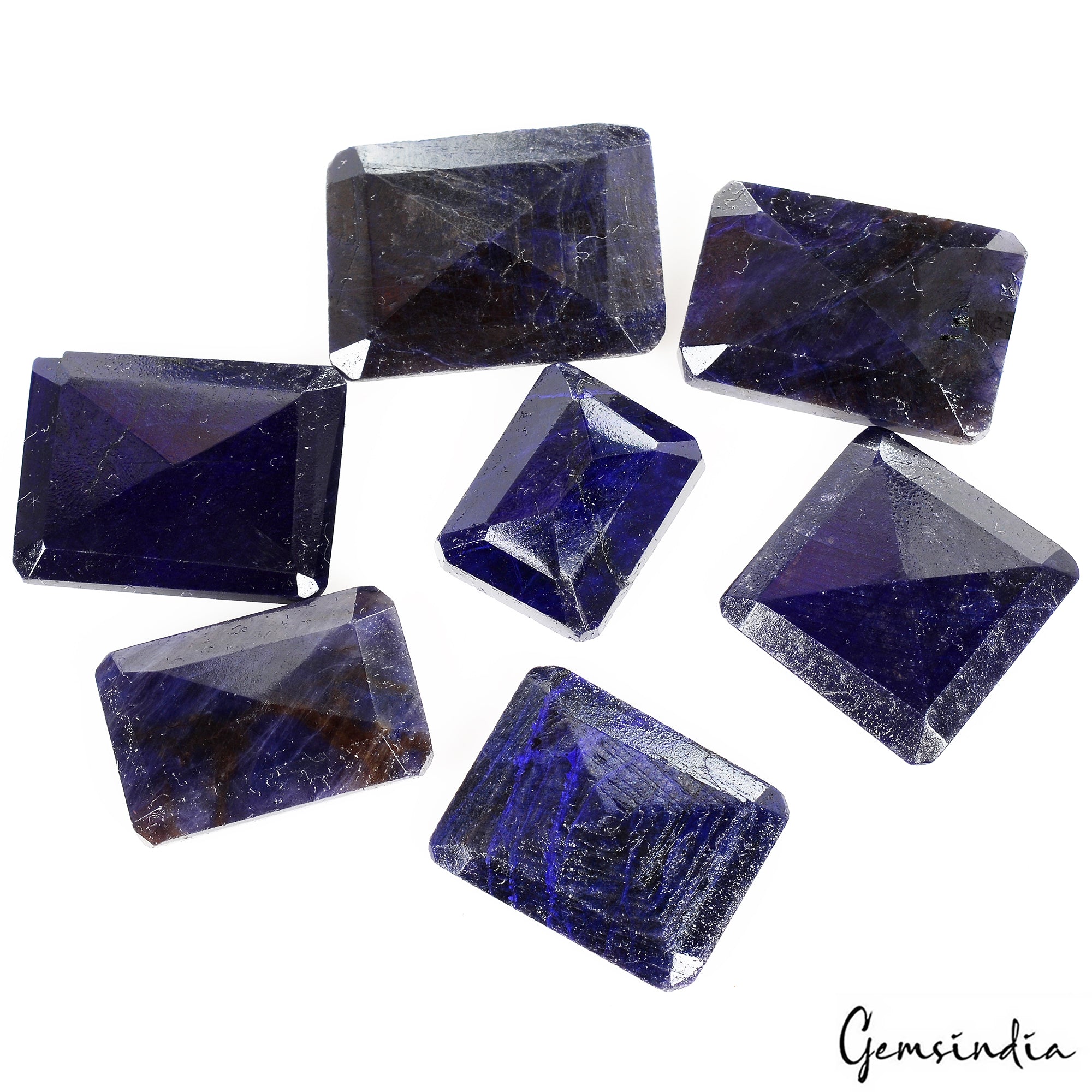 Certified 230 Cts/7 Pcs Natural Dark Blue Octagon Cut Loose Gems Lot For Jewelry