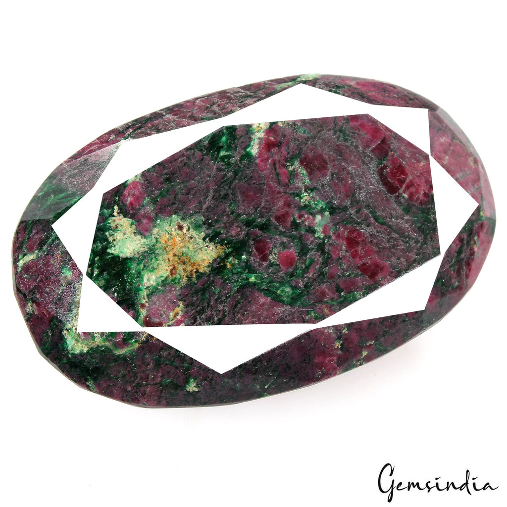 750 gram Natural Huge Green Red Ruby Zoisite Oval Faceted Untreated Gemstone