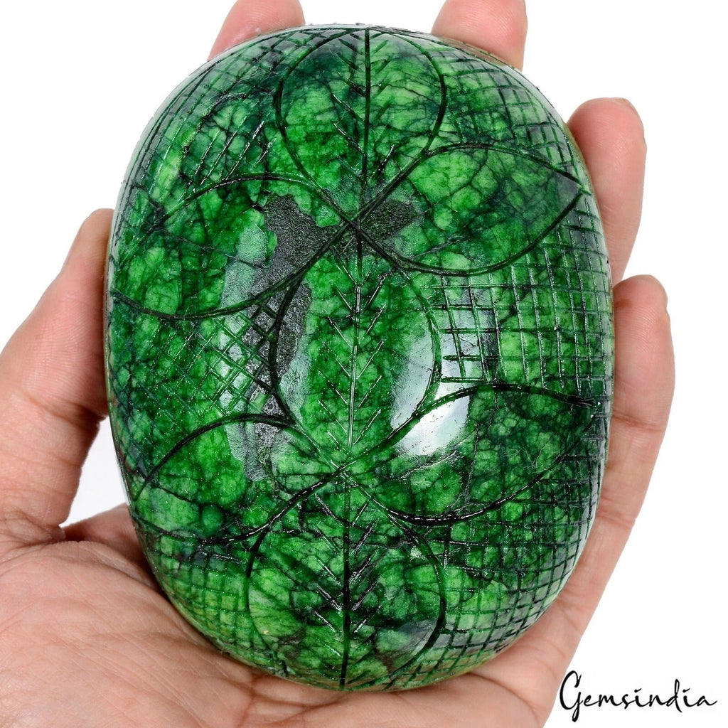 3300 Ct Natural Green Huge Emerald Oval Cut Handcarved Loose Brazilian Gemstone