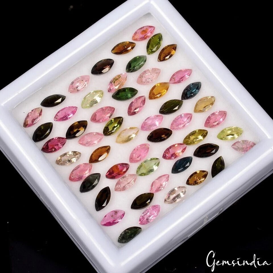 12.50 Ct/54 Pcs Natural Multi-Color Tourmaline Marquise Calibrated 6x4m Gems Lot